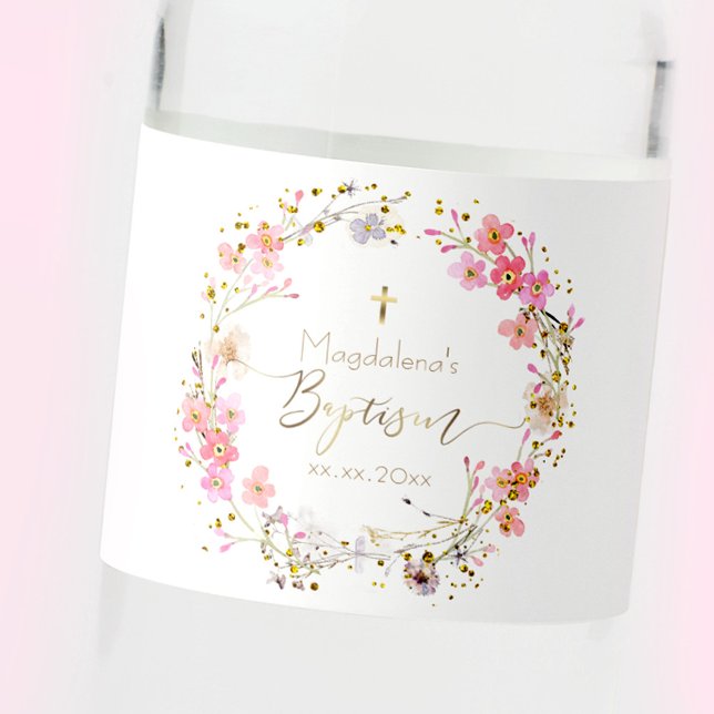 blomsterkrans Baptism Vattenflaskor Etikett (Skapare uppladdad)