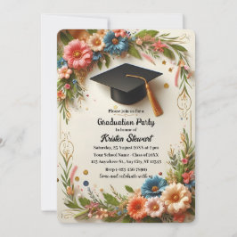 Blomsterkrans Examenfest Invitation Inbjudningar