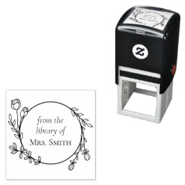 Blomsterkrans Från Biblioteket Av Självfärgande Stämpel