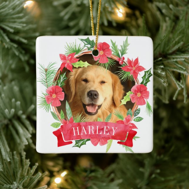 Blomsterkrans Hund Bild Julgransprydnad Keramik (Träd)