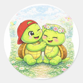 Blomsterkrans Runt Klistermärke