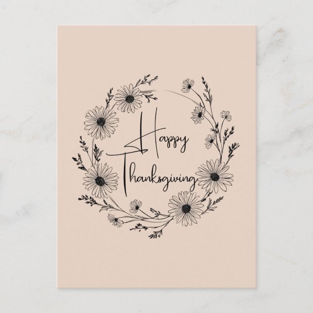 Blomsterkransdesign med tusenskönor, vykort (Framsida)