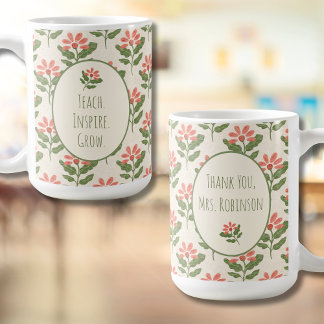 Blomsterlärare Tacksamhetsmugg | Anpassat Namn Kaffemugg