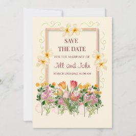 Blomsterlig Bröllopsinbjudan Kort för Rädda Datum