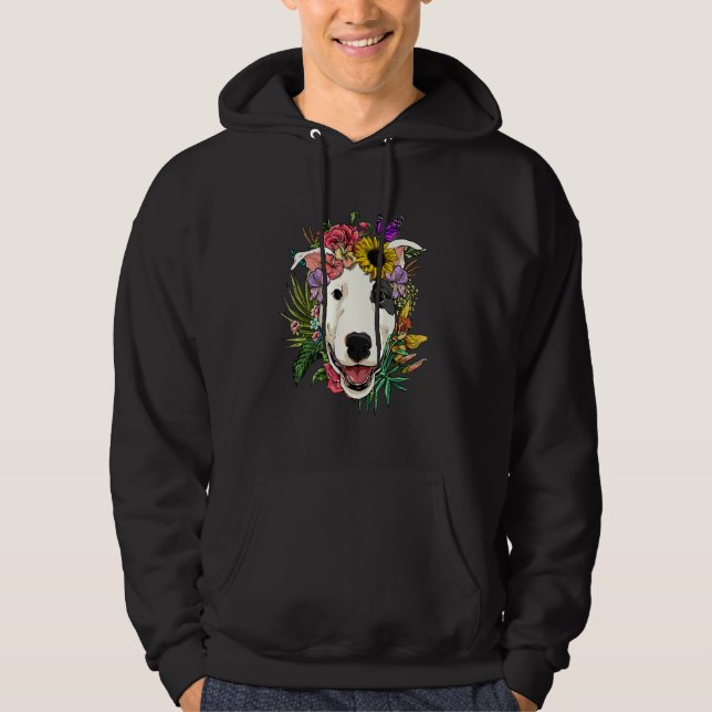 Blomsterlig Bullterrier Botanisk Växt Blomma Bully Hoodie (Framsida)