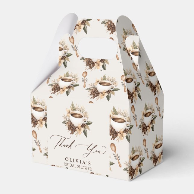 Blomsterlig kärlek bryggs Bröllopsdusch Tack Presentaskar (Framsidan Sidan)