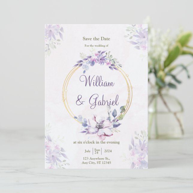 Blomsterlig Save The Date-kort, Bröllopsinbjudning Inbjudningar (Stående Fram)