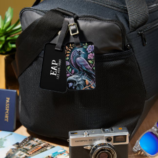 Blomsterlig svart korp bagagebricka