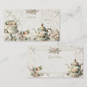 Blomsterlig Tea Party Bordnummer & Platskort Placeringskort