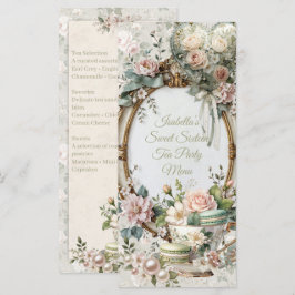 Blomsterlig Tea Party Sweet 16 Meny Kort