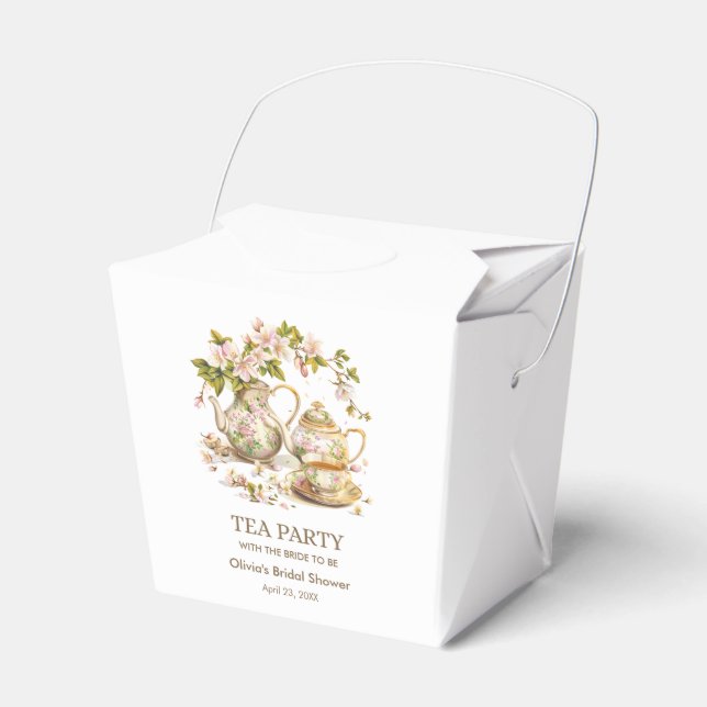 Blomsterlig Tea Party Tid för te Bröllopsdusch  Presentaskar (Framsidan Sidan)