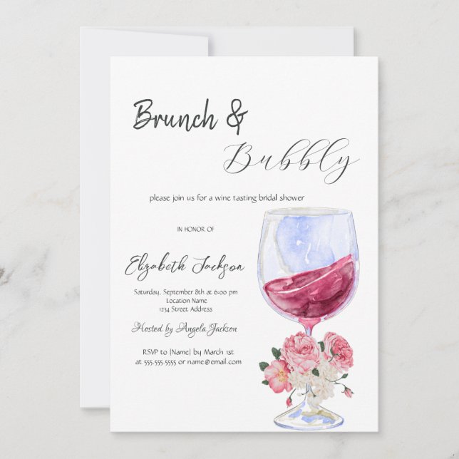 Blomsterlik Ölvinsglas Brunch & Bubbly Inbjudningar (Framsida)