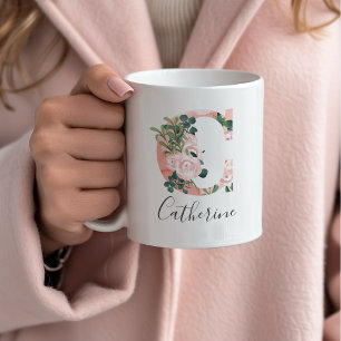 Blomstermålning Initial Mugg - C
