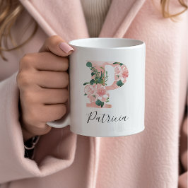 Blomstermålning Initialer Mugg - P