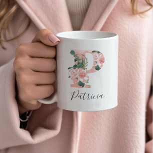 Blomstermålning Initialer Mugg - P