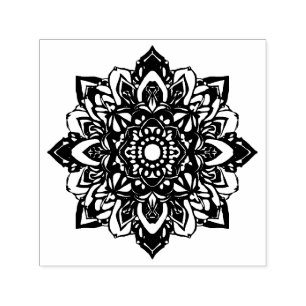 Blomstermandala med åtta uddar självfärgande stämpel
