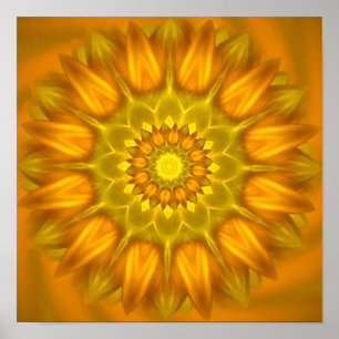 Blomstermandala med gungande skuggor av Gult Poster