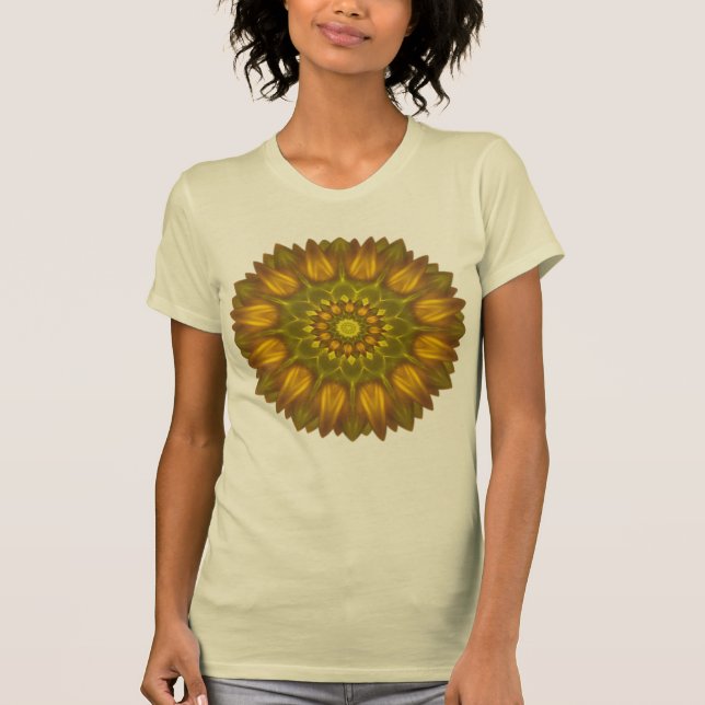 Blomstermandala med gungande skuggor av Gult T Shirt (Framsida)