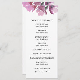 Blomstermässig lila akvarellbukett Bröllopsprogram Inbjudningar