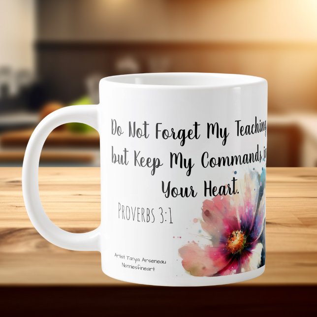 Blomstermässig Skrift Jumbo Mugg (Customize to your favorite scripture or order as is.)