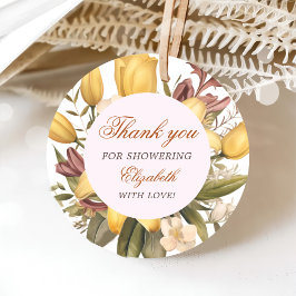 Blomstermiddag och bubbel Bröllopsdusch Gåvor Etiketter