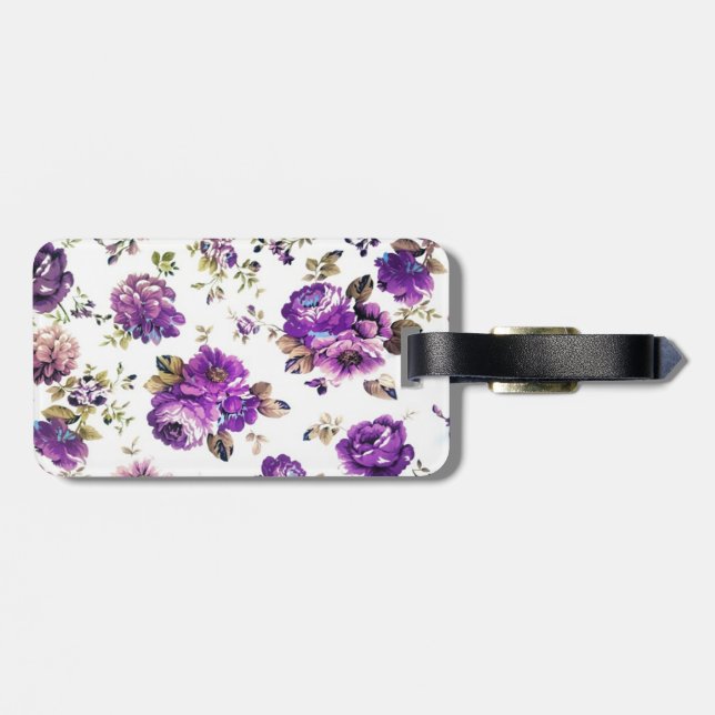 Blomstermönster i Violett Bagagebricka (Baksida Vågrät)