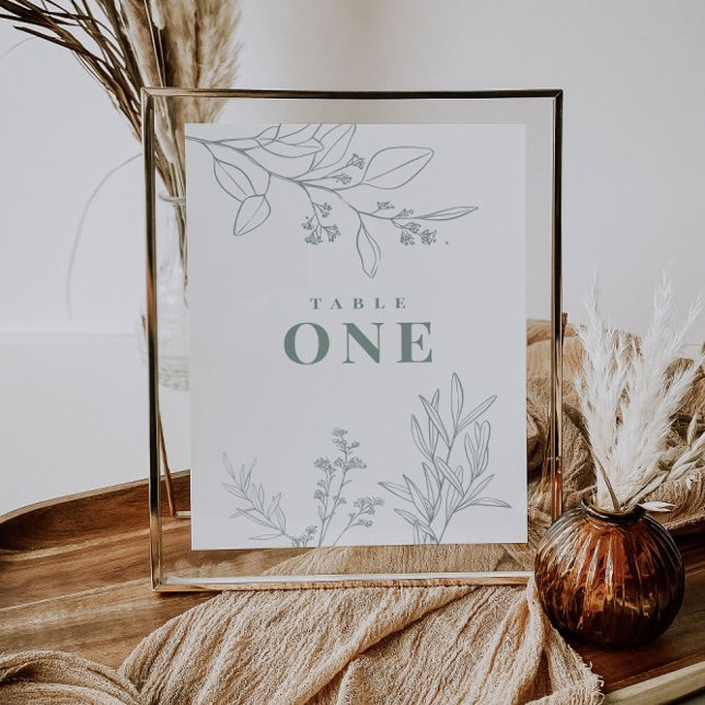 Blomstermönstrad grön bordskortaffisch i salviafär poster (Skapare uppladdad)