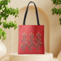 Blomstermönstrad ljusröd handväskor 