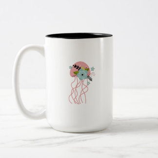 Blomstermönstrad Rosa Manetillustration Mugg