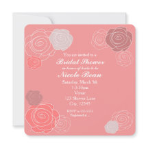 Blomstermönstrade rosa korallbröllopsfestin inbjud