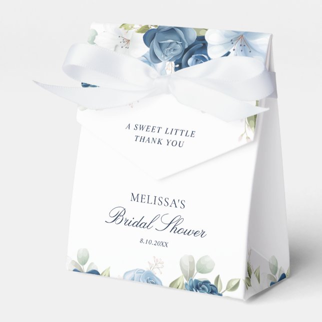 Blomstermönstrat dammigt blått akvarell bröllopsdu presentaskar (Framsidan Sidan)