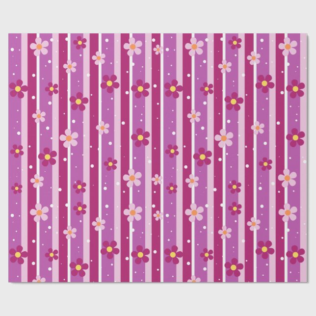 Blomstermönstrat lila inslagspapper presentpapper (Platt)