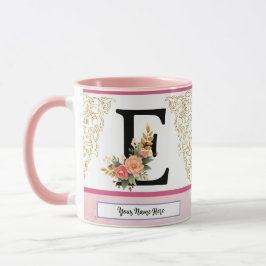 Blomstermugg med bokstaven E – Personlig initial k Mugg