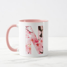 Blomstermugg med initialbokstav N | Personligt nam Mugg