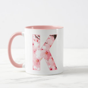Blomstermugg med initialbokstaven K Personligt n Mugg