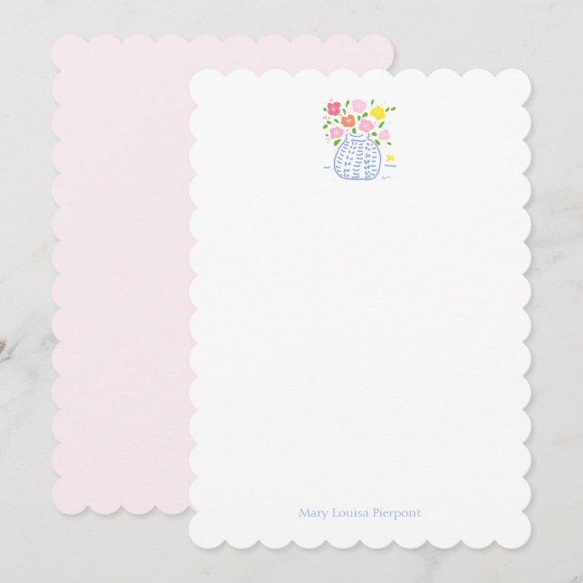 Blomsternoteringskort för Personlig i Vas Anteckningskort (Fram/baksida)