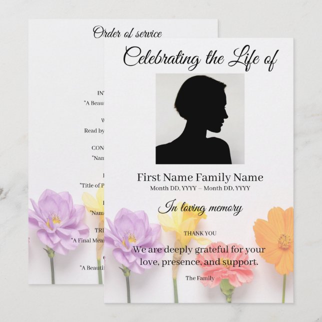 Blomsterordning för ceremonin inbjudningar (Fram/baksida)