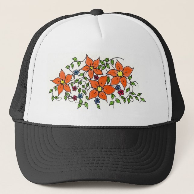 Blomsterplätt Hatt Truckerkeps (Framsida)