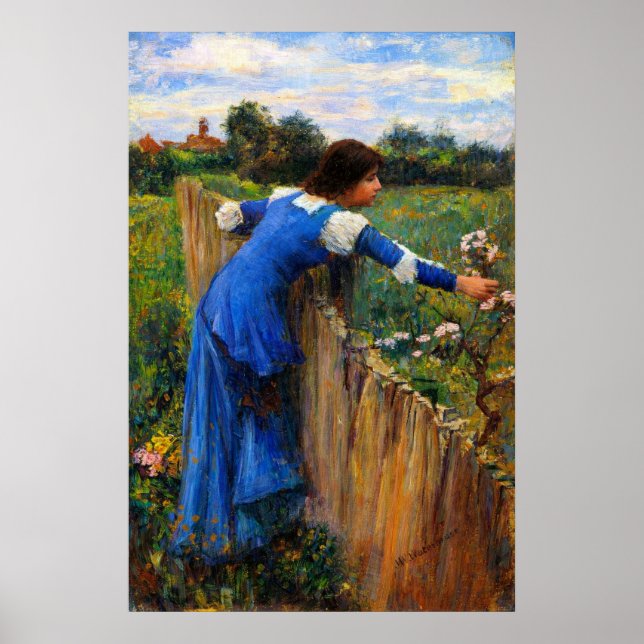 Blomsterplockerskan av John William Waterhouse Poster (Framsidan)