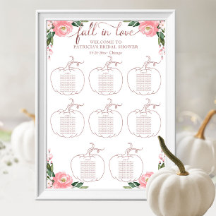 Blomsterpumpa Höst Bröllopsdusch Sittplatskarta Poster
