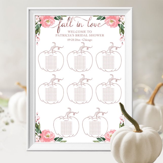 Blomsterpumpa Höst Bröllopsdusch Sittplatskarta Poster (Skapare uppladdad)