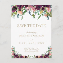 Blomsterrik burgunder vattenfärg Elfenben Spara da Meddelande Vykort