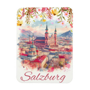 Blomsterrik Österrikes huvudstad salzburg siluett Magnet