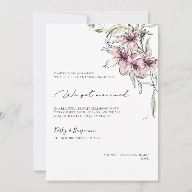 blomsterröda liljor presentationskort - fotokort meddelande (Framsida)