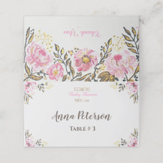 Blomsterrosa Guld Baby Shower Bord Plats Kort
