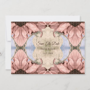 Blomsterrosa guldrodnad Save The Date Meddelande