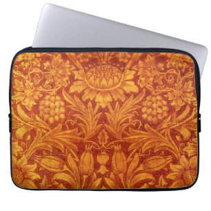Blomsterrött & Guldgult Wm Morris Laptop Fodral