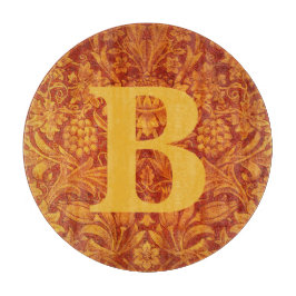 Blomsterrött och guldgult Wm Morris med initial