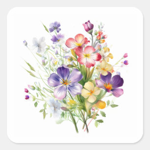 blomstersamling fyrkantigt klistermärke