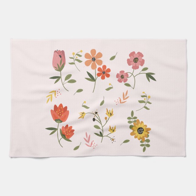 blomstersamling kökshandduk (Horisontell)